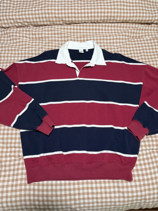Aritzia Tops - Aritzia Striped Rugby Shirt in Navy, Burgundy & White